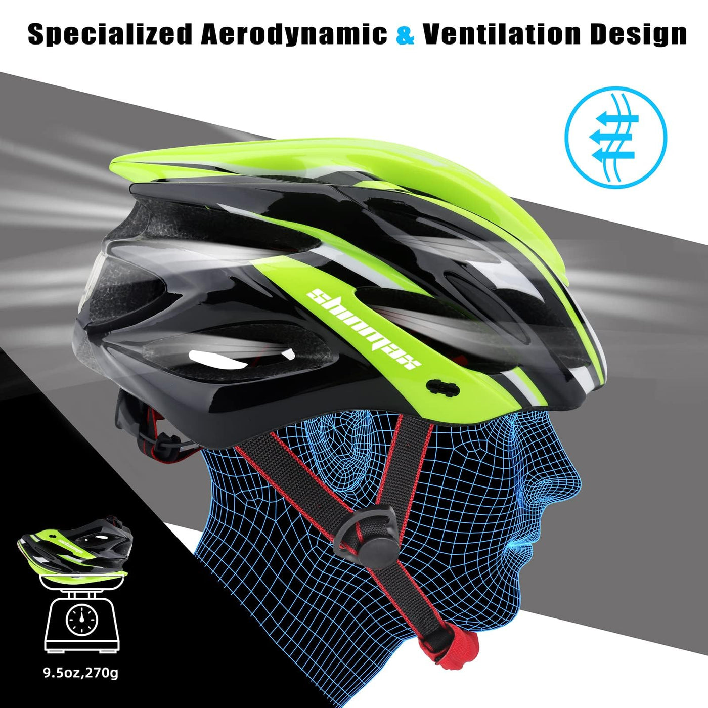 Shinmax Fahrradhelm Herren Damen Fahrradhelm mit Licht Fahrrad Helm mit Visier Helm Fahrrad Superleicht Einstellbare MTB Erwachsenen mit Aufbewahrungstasche (Dunkelgrün)