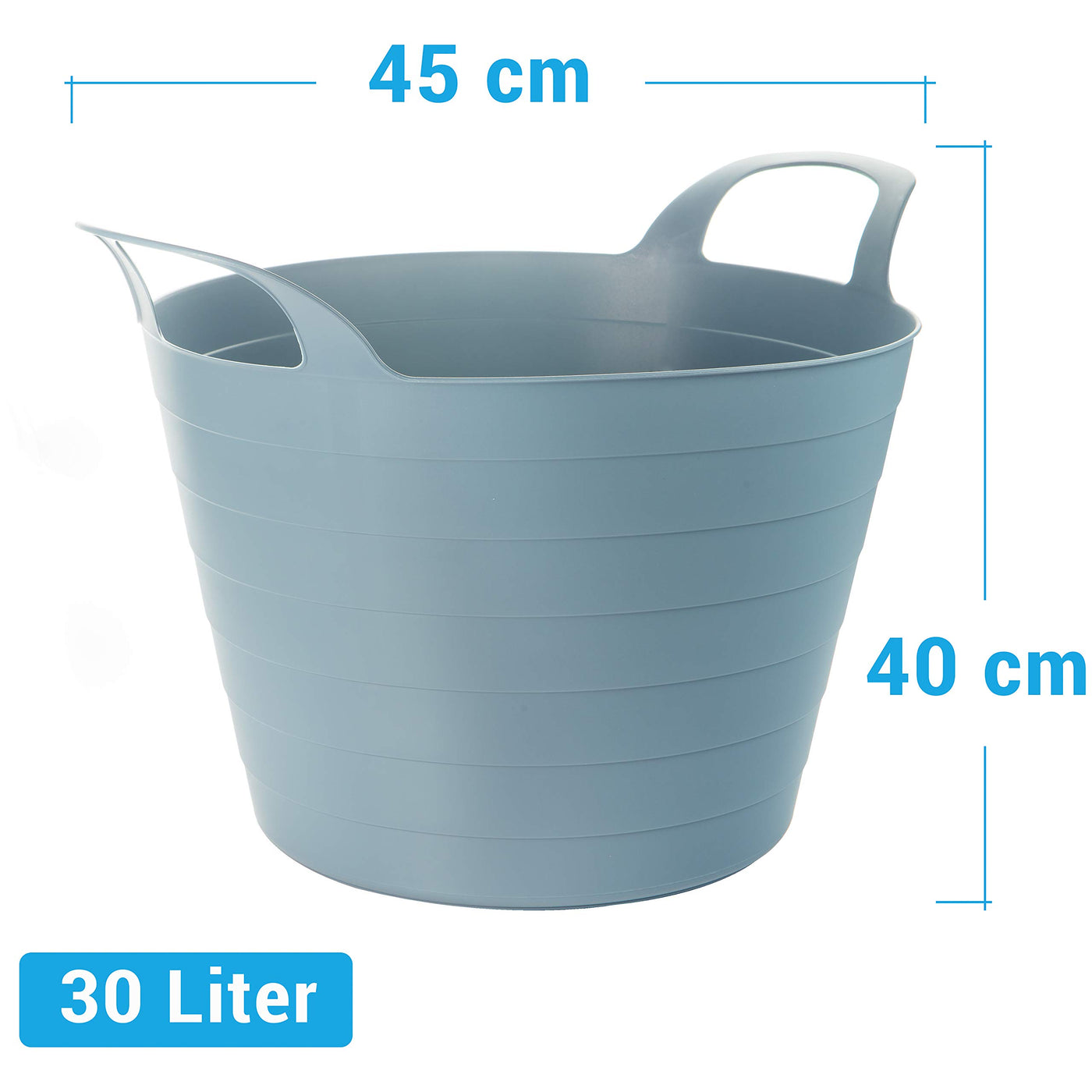 Wäschewanne Flexi, 3er Set, 45 x 40 cm, 30 Liter, Wäschekorb Plastik mit Griffen, 3 Farbe, Made in EU