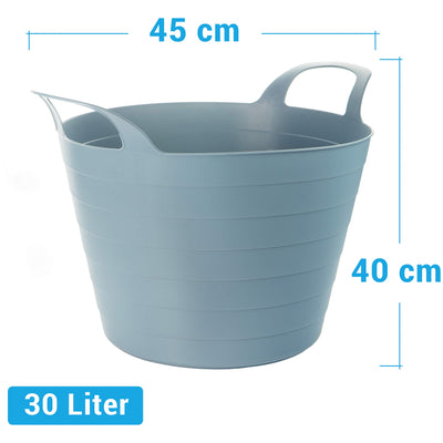 Wäschewanne Flexi, 3er Set, 45 x 40 cm, 30 Liter, Wäschekorb Plastik mit Griffen, 3 Farbe, Made in EU