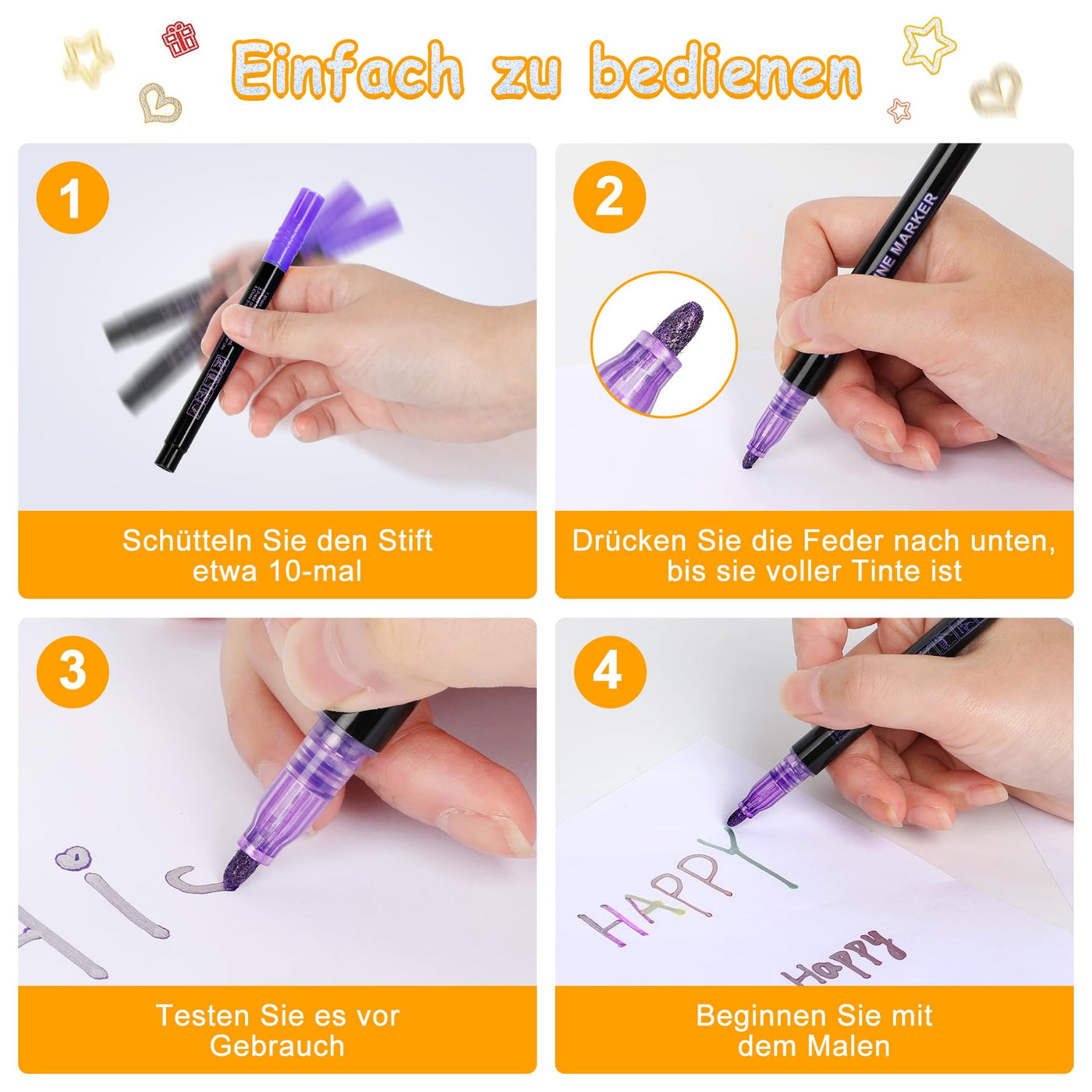 24 Glitzerstifte Magische Stifte, stifte mädchen Outline Stifte zauberstifte Zauberstifte für Scrapbooking, Basteln, Schulanfang Einschulung, Geschenke für kinder kleinigkeiten für adventskalender