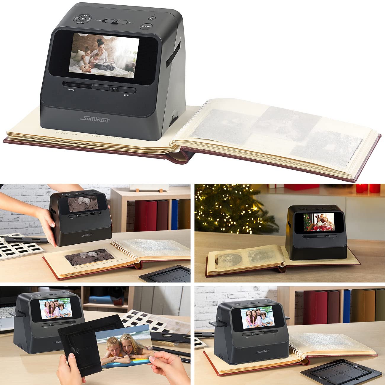 Somikon Fotoscanner: 3in1-Foto-, Dia- & Negativscanner mit 22 MP und HDMI-Ausgang, Akku (Scanner, Bilder Scanner, Digitalisierung)