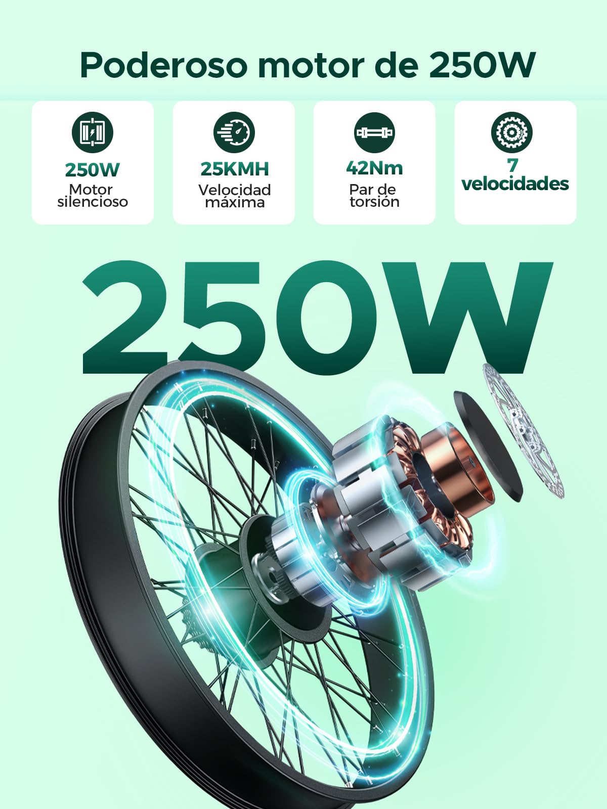 MileCity1 26" E-Bike für Erwachsene, 7 Gang Elektrofahrrad mit Austauschbarem 36V 13Ah Akku, 25 km/h und 80–100km Reichweite E-Bike für Städtische Pendler, IP65 Wasserdicht (MileCity1, Grün)