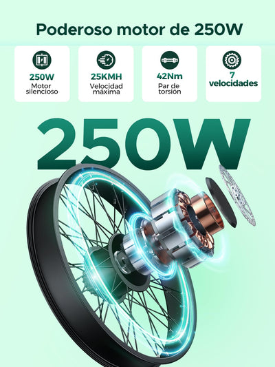 MileCity1 26" E-Bike für Erwachsene, 7 Gang Elektrofahrrad mit Austauschbarem 36V 13Ah Akku, 25 km/h und 80–100km Reichweite E-Bike für Städtische Pendler, IP65 Wasserdicht (MileCity1, Grün)