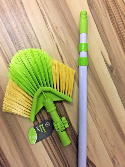 Neustanlo | Eckbesen mit Teleskop | 3,25 Meter | mit Schraubgewinde | Kunststoffborsten | Farblich Sortiert | Dachrinnenbesen Dreieckbesen mit Teleskopstange