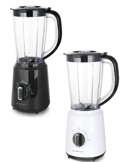 Emerio Standmixer BPA frei Crush Ice Funktion 1.5l Behälter 2 Geschwindigkeiten + Pulse Funktion Messereinheit aus Edelstahl Sicherheitsschalter geschirrspülgeeignet 500 Watt BL-12816.8 Schwarz