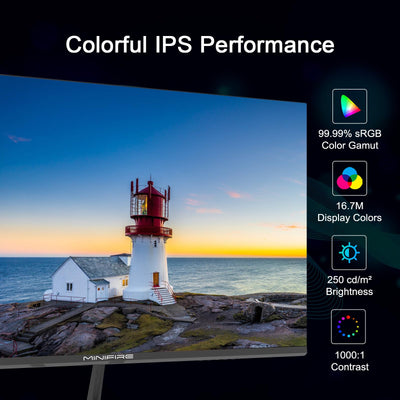 Minifire 24 Zoll Monitor, 100Hz, FHD,5ms(OD), Adaptive-Sync, sRGB110%, Eye-Care PC Bildschirm mit HDMI Ports (MF24X3AL)