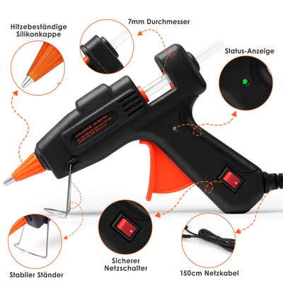 Feuerfest Heißklebepistole Klebepistole 30 Heißklebesticks Heissklebepistole Klebesticks für DIY Kleine Handwerk und schnelle Reparaturen in Haus & Büro, 20W Klebepistolen