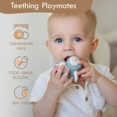 Moonkie Hase Stapelturm Baby, Silikon Spielzeug mit Ringen, Stapelspiel für Kleinkind Mädchen ab 6 Monate 1 2 3 Jahr, Beißring Baby, Sensorik Montessori Spielzeug, 7 Teiliges Set, Babygeschenke