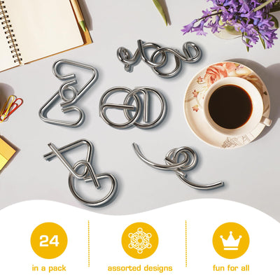 24-teiliges Metallpuzzle Set, Knobelspiele für Erwachsene, Geduldsspiel für Erwachsene, Geschicklichkeitsspiele, Geduldspiele für Kinder, IQ Puzzle 3D Brainteaser, Geschenkidee für alle Altersgruppen