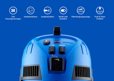 Nilfisk Multi II 30L T Inox Nass-/Trockensauger für Haus, Garten und Auto | Nass- und Trockensauger für die Innen- und Außenreinigung (1400 W)