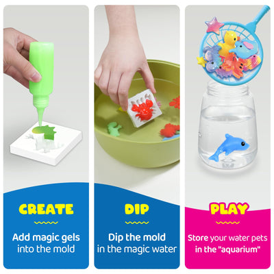 Magic Water Elf, Magisches Wasser Gel Spielzeug mit 10 Magischem Gel und 8 Formen, Bastelset Kinder Basteln Mädchen 4-6 Jahre, Kreatives Wasserperlen Wasserspielzeug Geschenk Mädchen Jungen 7-10 Jahre