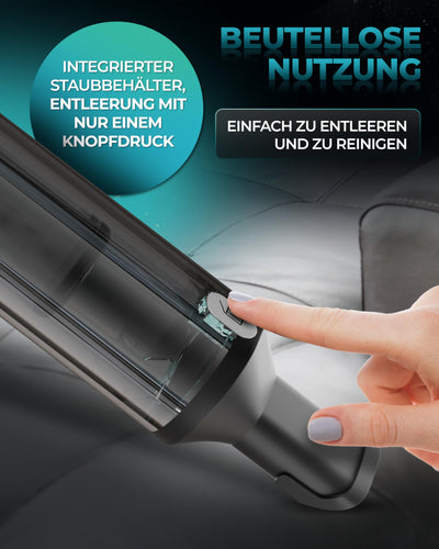 KLAMER Handstaubsauger, 140W Akku Handstaubsauger, Leistungsstark mit 16.000 PA und 36 min Laufzeit, Kabelloser Handstaubsauger inkl. Ladestation für Büro, Haus & Auto, beutellos
