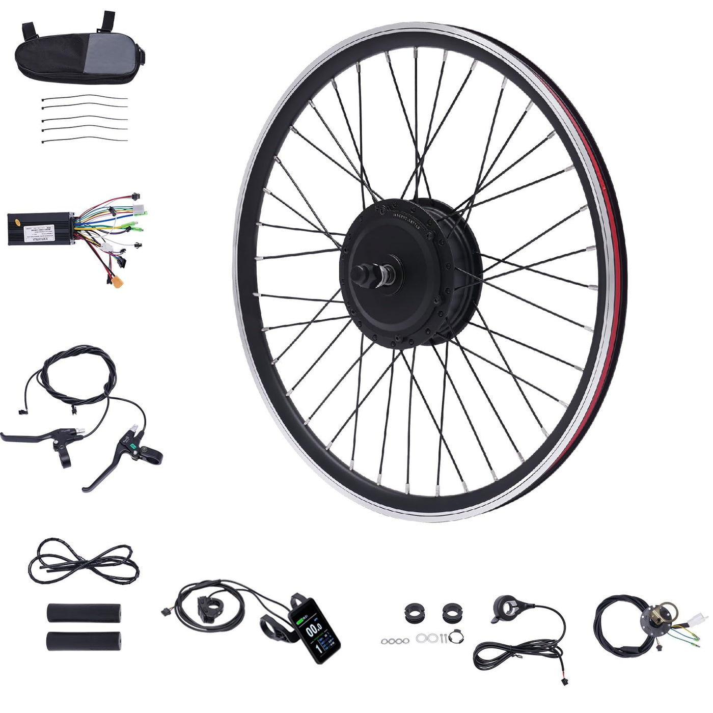 Dekltus Ebike Umbausatz, 36 V 24 Zoll Elektrofahrrad Umbausatz, 500W E-Bike Conversion Kit mit Display, Elektrofahrrad Motor Umbausatz Vorderrad - Maximale Geschwindigkeit von 30-35KM/H