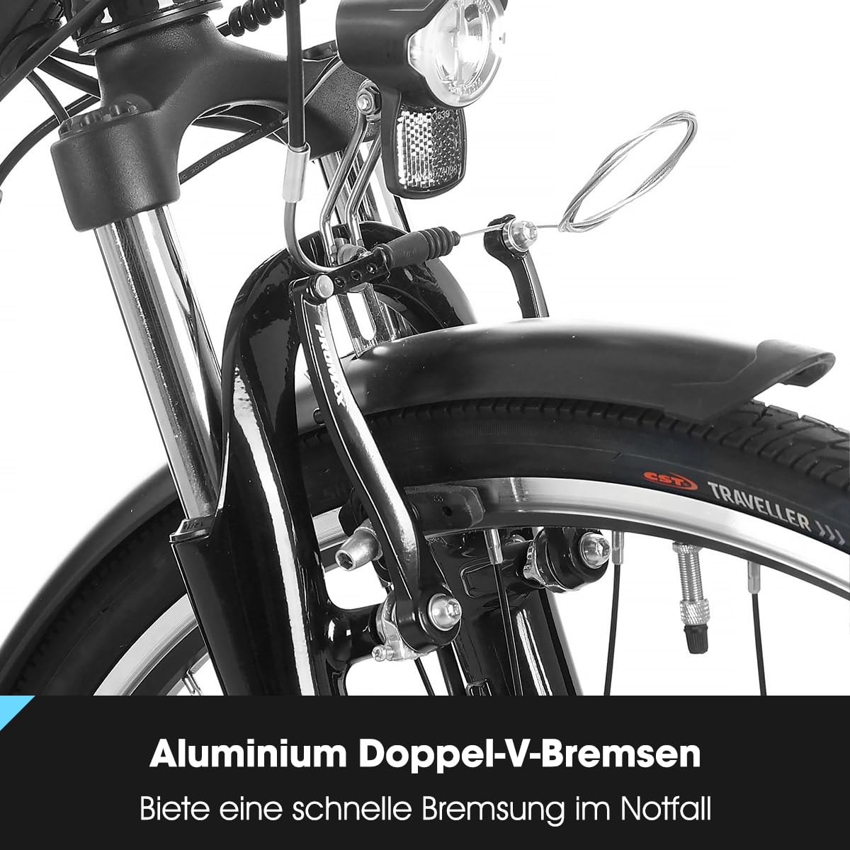 HILAND 28 Zoll Elektrofahrrad, 7-Gang E-Citybike mit 10.4Ah 250W Alu-Rahmen, 700c Elektrofahrrad mit Gepäckträger, E-Fahrrad für Männer Frauen, Schwarz