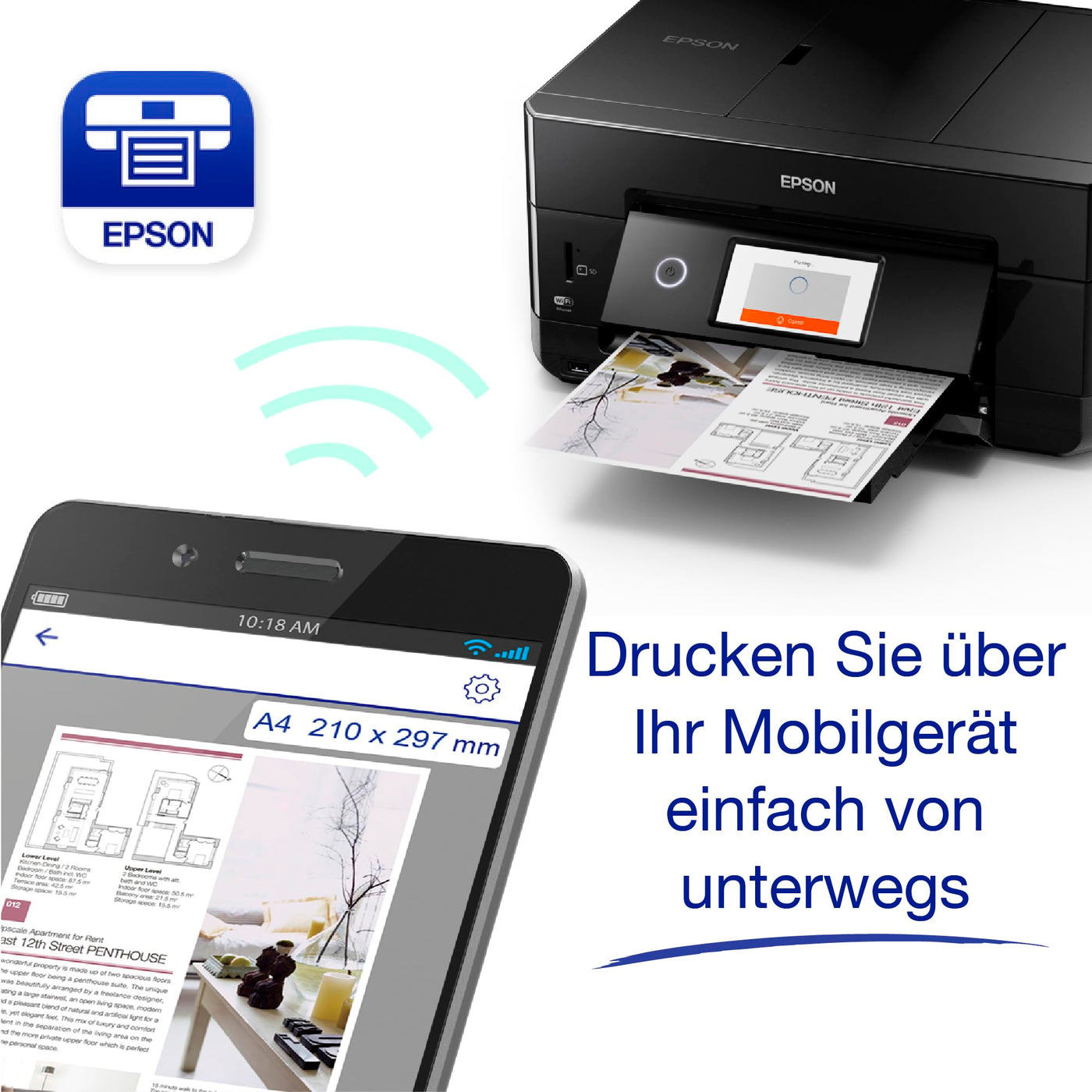 Epson Expression Premium XP-7100 3-in-1-Multifunktionsgerät Drucker (Scannen, Kopieren, WiFi, Ethernet), schwarz & Original 33XL Tinte Orange, Multipack 5-farbig