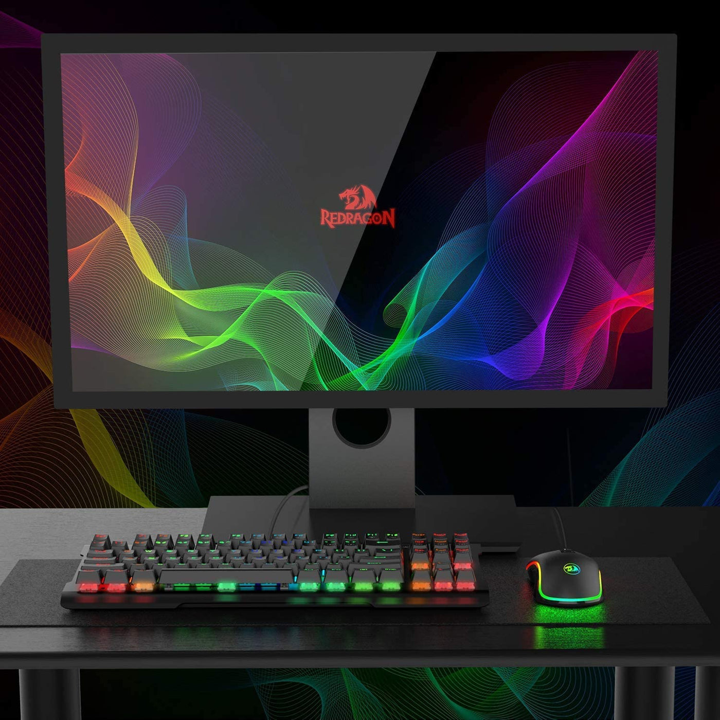 Redragon M711 Cobra Gaming Maus mit 16,8 Millionen RGB-Farben und Hintergrundbeleuchtung, 10.000 DPI Einstellbar, Komfortabler Griff, 7 Programmierbare Tasten, Schwarz