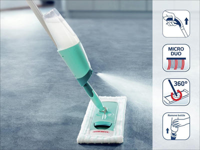Leifheit Komfort Sprühwischer Easy Spray XL für schnelle Reinigung, Spray Mop mit Sprühdüse, Wischer mit Wassertank und 2-Faser-Wischbezug, Bodenwischer für alle Böden