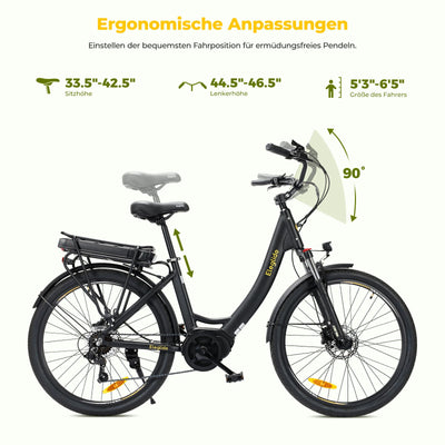 Eleglide C2 27,5 Zoll City E-Bike mit 70N.M Mittelmotor und 36V 13Ah Akku Pedelec Cityräder Elektrofahrrad, Max Geschwindigkeit 25km/h Max Reichweite 120km, Erwachsene Herren Damen Ebike