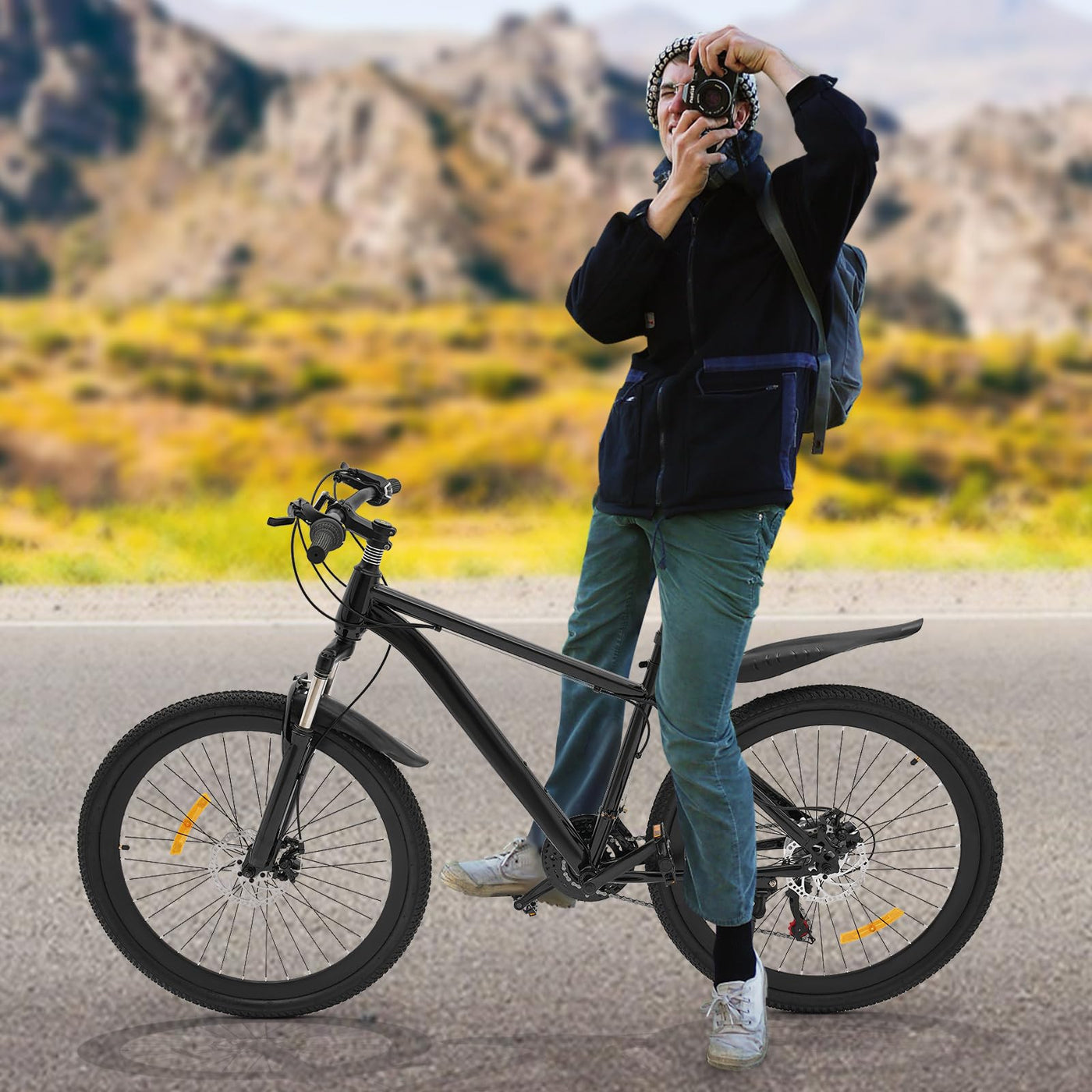 DDZcozy Mountainbike 26 Zoll Herren Fahrrad, 21 Gang-Schaltung, Scheibenbremse, Jugendfahrrad MTB Mountainbike für Erwachsene