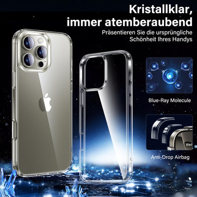 UniqueMe für iPhone 16 Pro Hülle - Handyhülle für iPhone 16 Pro Case, 5 in 1 Set Rundumschutz Schutzhülle Cover,1 Handyhülle & 2 Schutzfolie & 2 Kameraschutz - Transparent