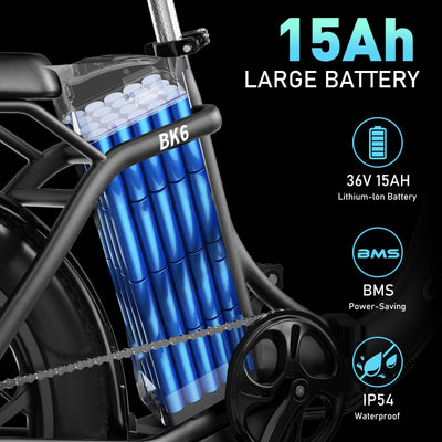 COLORWAY EBike, 20 Zoll Fat Reifen Klapp Elektrofahrrad, 250W Motor, 36V/15AH Batterie, Citybike, maximalen Reichweite von 45-100 Kilometern，7-Gang, mit Gepäckträgertasche., mit Scheibenbremsen.