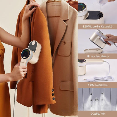 Mini Reise Dampfglätter Reisebügeleisen für Kleidung: 2-in-1 Steamer Dampfglätter - 1200W Tragbarer Reise Bügeln mit 120 ml Wassertank - Handheld Dampfbügeleisen mit 5 Dampfstufen für Zuhause Reisen