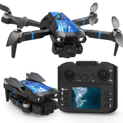 Morlyrctooy M18LCD Drohne mit 1080P Kamera 45° verstellbarem Objektiv Bürstenlosem Motor Wiederaufladbarer LCD-Fernbedienung Faltbarer RC Quadrocopter für Anfänger