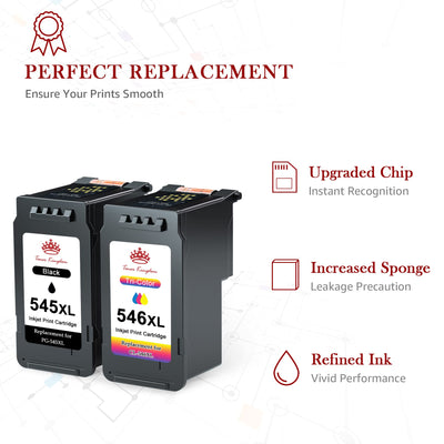 Toner Kingdom PG-545XL CL-546XL Kompatibel für Canon Druckerpatronen 545 546 XL für Canon TS3450 Tintenpatronen für Pixma TS3350 TS3150 TS3351 TS3452 TR4550 TR4551 TR4650 MX495 Tinte (Schwarz, Farbe)