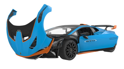 JAMARA Lamborghini Huracán STO 1:14 2,4GHz - offiziell lizenziert, ca 1 Std Fahrzeit, ca. 11 Km/h, perfekt nachgebildete Details, detaillierter Innenraum, LED Licht, 402100, Blau