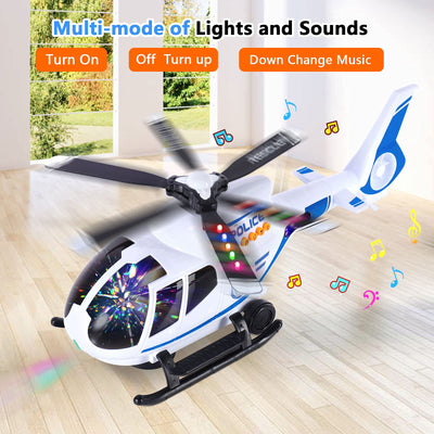 Hubschrauber Spielzeug mit Fernbedienung, Flugzeugspielzeug, Flugzeug Spielset, Flieger Kinder mit Lernspielzeug Set, Mit LED-Licht und Musik, Infrarotsteuerung für Kinder 2 3 4 5 6 Jahre (Weiß)