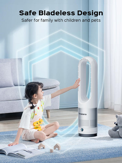 Senmeo Rotorloser Ventilator, 55cm Turmventilator sehr Leise, 8 Geschwindigkeiten, 90° Oszillation, 9H Timer, LED-Anzeige