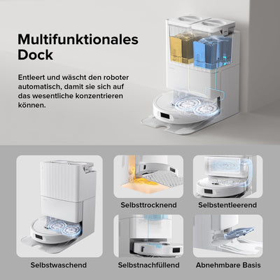 roborock QrevoS Saugroboter mit Saugleistung von 7000Pa, PreciSense® LiDAR Navigation, 45 dB(A) leises Trocknen (Weiß)