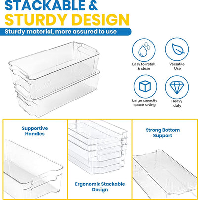 KICHLY Hochwertige Vorratsschrank Küche Organizer - Set von 8 Stauraum für Kühlschrank, Schränke, Regale, Spülbecken, Kosmetik Büromaterial, Werkzeug Organizer (Klar)