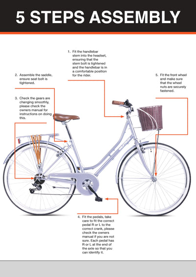 Wildtrak - Stahl-City-Bike, Erwachsene, 26 Zoll, 6-Gang, Shimano-Schaltung - Dunkelblau
