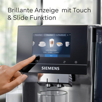 SIEMENS Kaffeevollautomat EQ700 integral TQ717D03, App-Steuerung, Cold Brew, intuitives Full-Touch-Display, bis zu 30 individ. Kaffeekreationen als Favoriten, autom. Dampfreinigung, 1500 W, edelstahl