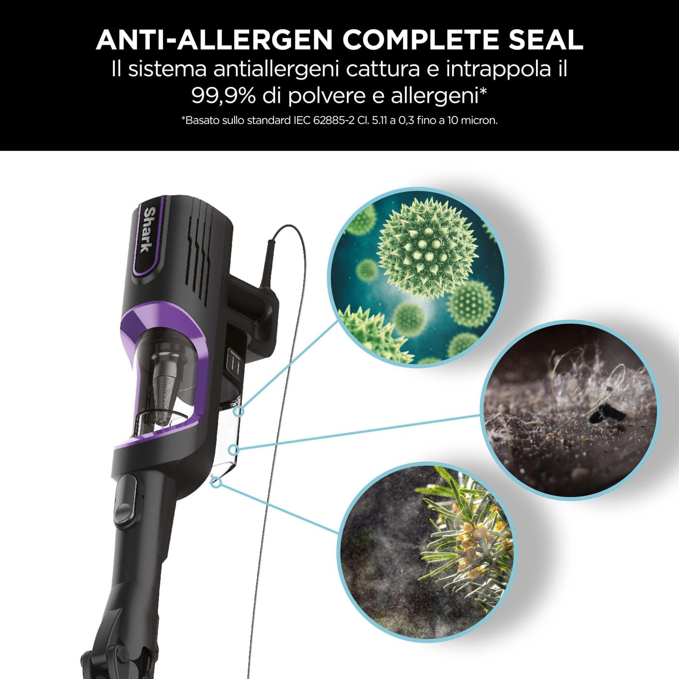 Shark Kabelstaubsauger mit Anti-Hair-Wrap-Technologie, flexibel für die Reinigung unter Möbeln, DuoClean-Staubsauger mit Fugen- und Polsterreinigungs-Aufsatz, 10m Netzkabel, Lila/Schwarz, HZ500EU