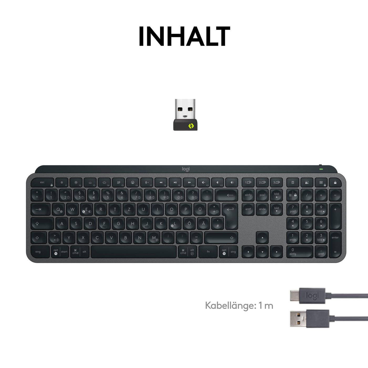 Logitech MX Keys S kabellose Tastatur, Low Profile, Precise Quiet Typing, Programmable , Backlighting, Bluetooth, Rechargeable, für Windows PC/Linux/Chrome/Mac - Graphit, Deutsches QWERTZ-Layout