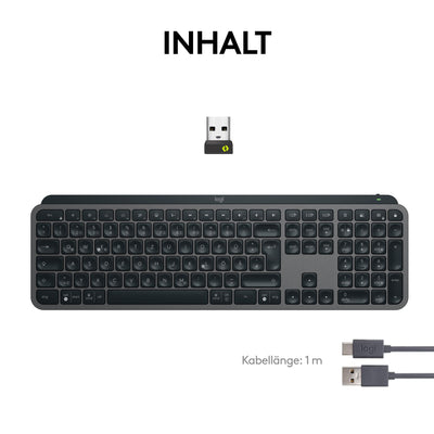 Logitech MX Keys S kabellose Tastatur, Low Profile, Precise Quiet Typing, Programmable , Backlighting, Bluetooth, Rechargeable, für Windows PC/Linux/Chrome/Mac - Graphit, Deutsches QWERTZ-Layout