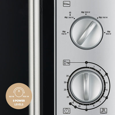 SEVERIN Mikrowelle 28L (Extra groß), Mikrowellengerät zum Auftauen und Erhitzen, Mikrowelle mit Drehteller für gleichmäßige Wärmeverteilung, 900W, Silber, MW 7772