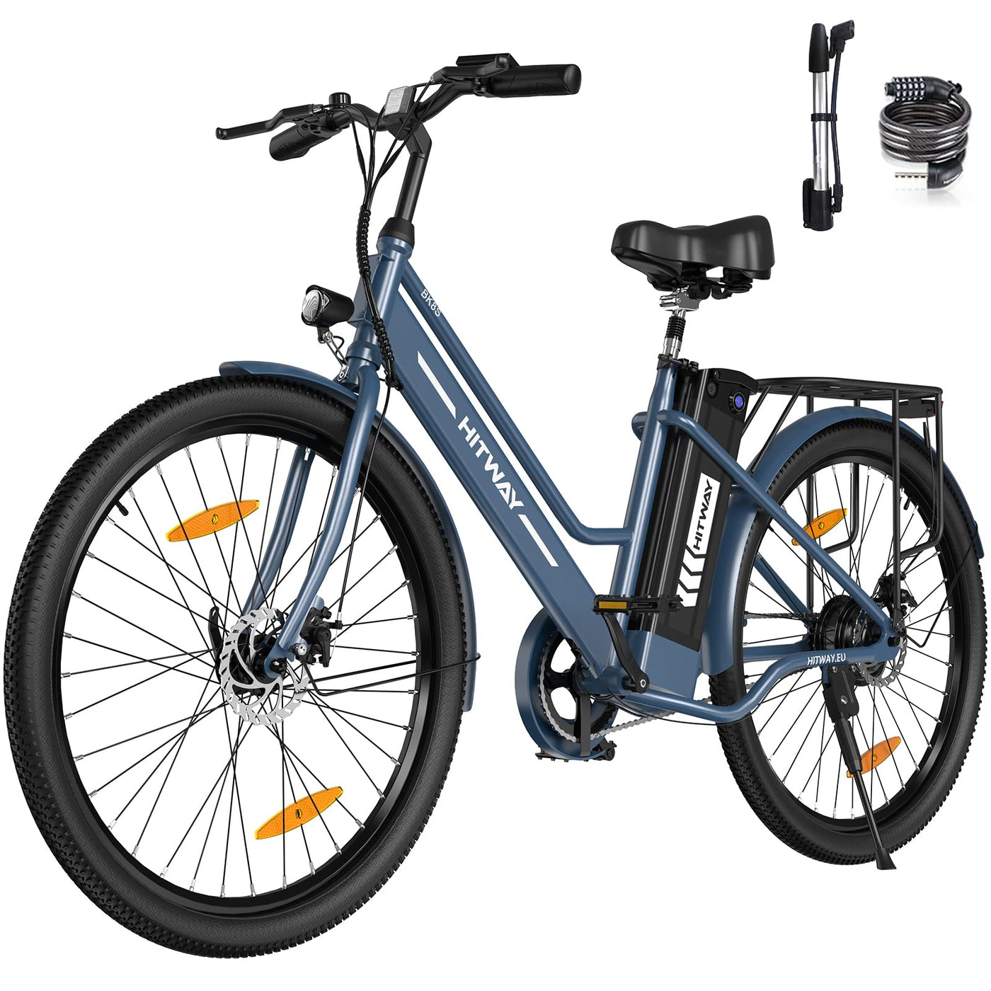 HITWAY E-Bike für Damen Herren, 26 Zoll, Elektrofahrrad E-Citybike, 8.4Ah 36V Abnehmbarer Akku,Sitzhöhe Verstellbar,City Bike mit Gepäckträger für Erwachsene City Pendler