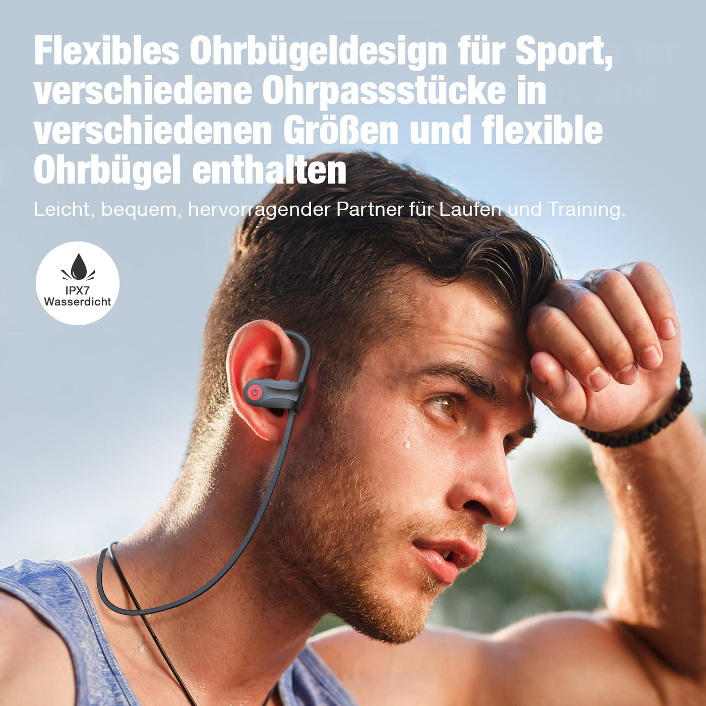Tical Bluetooth Kopfhörer, Kopfhörer Sport Kabellos IPX7 Wasserdicht Ohrhörer Bluetooth mit Bluetooth 5.3 Chip 16H Spielzeit, In Ear Kopfhörer Bluetooth Sport für zum Joggen Trainieren Läuft