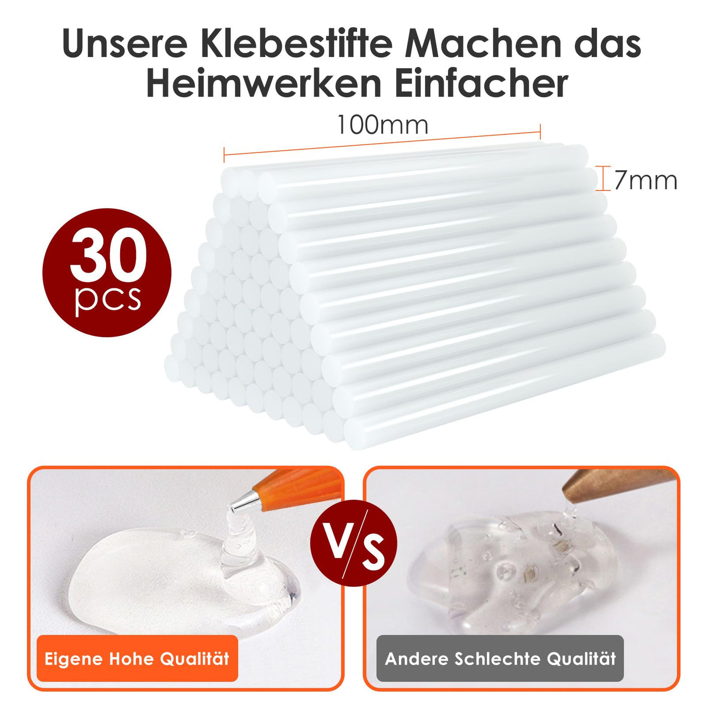 Feuerfest Heißklebepistole Klebepistole 30 Heißklebesticks Heissklebepistole Klebesticks für DIY Kleine Handwerk und schnelle Reparaturen in Haus & Büro, 20W Klebepistolen