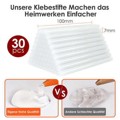 Feuerfest Heißklebepistole Klebepistole 30 Heißklebesticks Heissklebepistole Klebesticks für DIY Kleine Handwerk und schnelle Reparaturen in Haus & Büro, 20W Klebepistolen