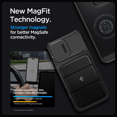 Spigen Optik Armor MagFit Hülle für iPhone 16 Pro Max, Kompatibel mit MagSafe Zubehör -Schwarz