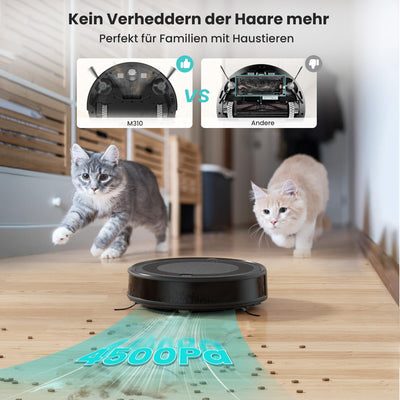 LEFANT M310B Saugroboter, 4500Pa Staubsauger Roboter mit Präzise Entfernungsnavigation, 150Mins, HEPA-Filter, WLAN Roboterstaubsauger, Ideal für Tierhaare, Teppiche, Hartböden
