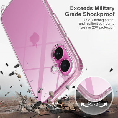 UYMO Handykette Hülle mit Band Für iPhone 16, Necklace Transparent Handyhülle Case mit Schnur Abnehmbar, Schutzhülle zum Umhängen Kordel, Regenbogen
