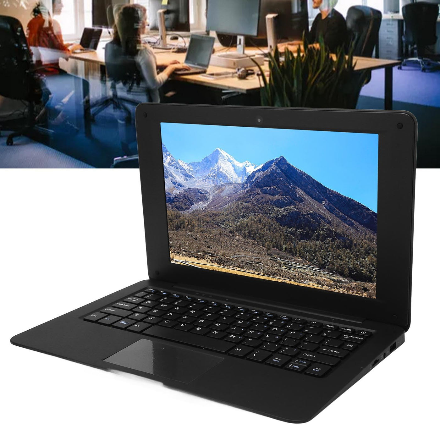 Vikye Laptop-Computer, 10,1'' LCD, 3 GB RAM, 64 GB ROM Notebook, 2,4 GHz Dual-Core-CPU, Business-Laptop für Win 10, 2500 MAh, für Büro, Reisen, Zuhause (EU-Stecker 3G+64G)