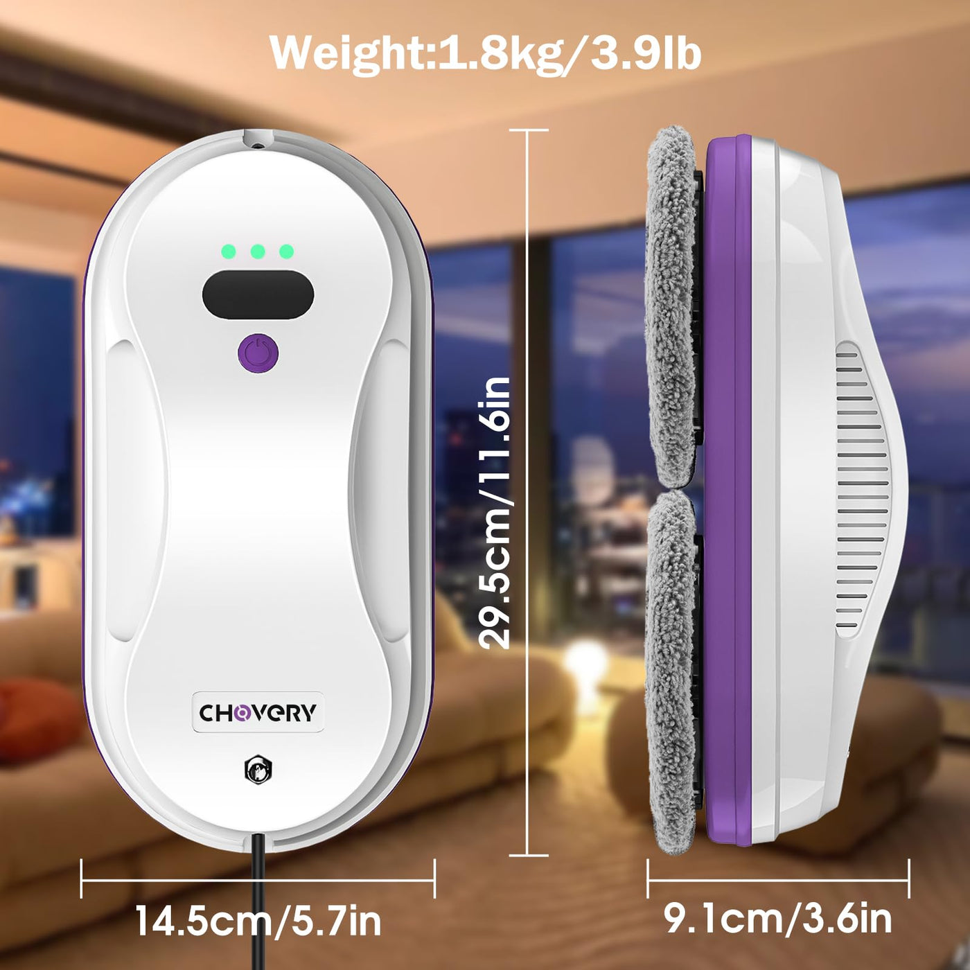 CHOVERY CL-2 Fensterputzroboter, der Fensterputzroboter Fenster Roboter mit Fernbedienung, automatischer Fensterputzer, Fensterreiniger Roboter, Glasreinigungsroboter, 3000 Pa Fenstersauger