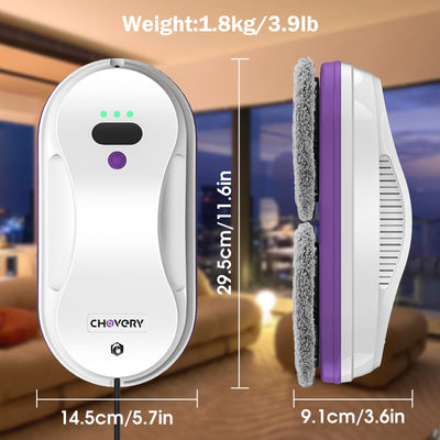 CHOVERY CL-2 Fensterputzroboter, der Fensterputzroboter Fenster Roboter mit Fernbedienung, automatischer Fensterputzer, Fensterreiniger Roboter, Glasreinigungsroboter, 3000 Pa Fenstersauger