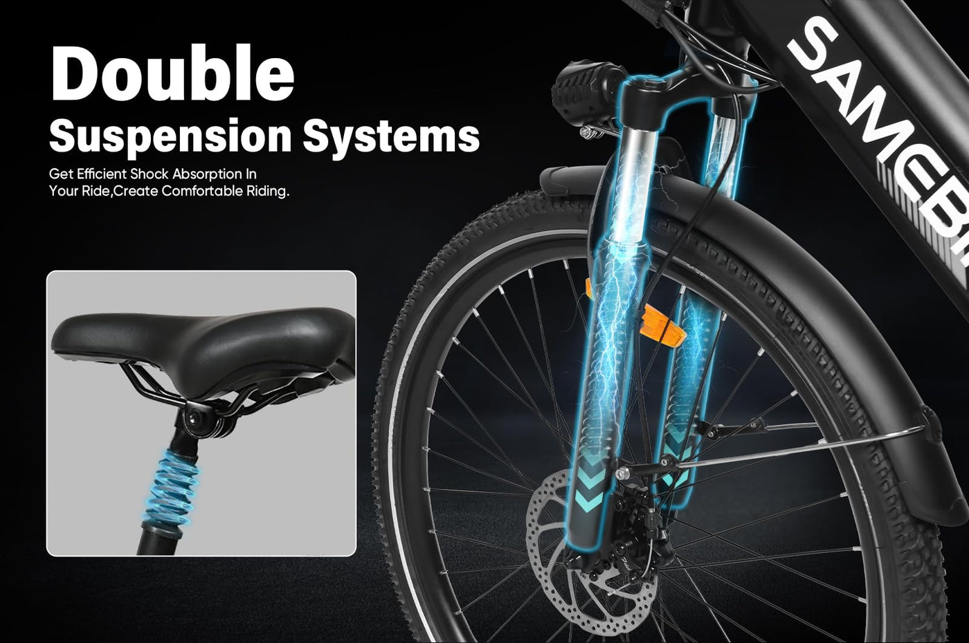 SAMEBIKE Neue Modelle Elektrofahrrad für Männer und Frauen, 26 x 2.1 Zoll Fat Tyre, 36 V 15 Ah Elektrofahrrad, 7 Gangschaltung (blau)